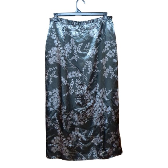 Vintage Worthington Women' 16 Black W/ Silver Cherry Blossom's Side  Zip, Button - Picture 1 of 9